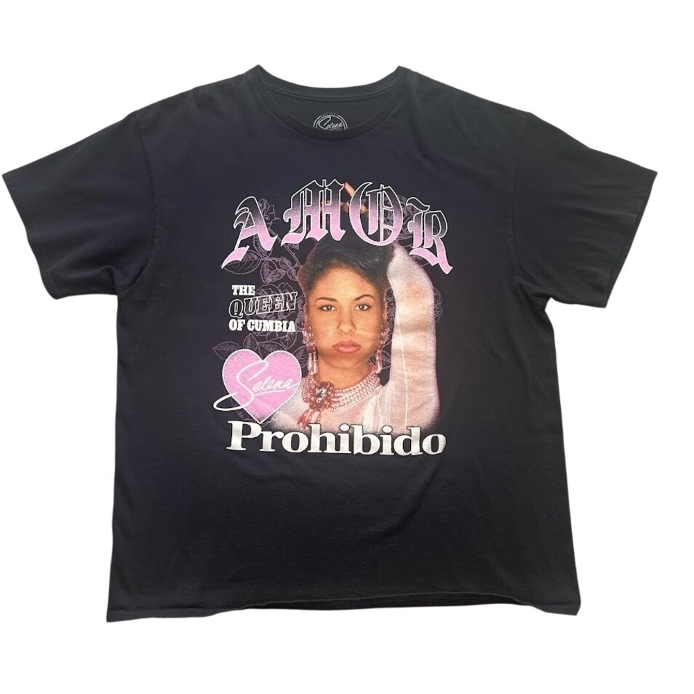 Selena Amor Prohibido Shirt‎ Black XL Queen of Cumbia Graphic Tee Concert Music